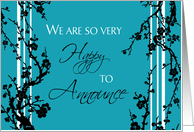 Son Engagement Announcement - Black & Turquoise Floral card