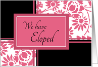 Elopement Party Invitation - Black & Honeysuckle Pink Floral card
