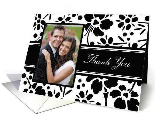 Wedding Thank You - Black and White Floral card (831706)