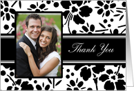 Wedding Thank You - Black and White Floral card