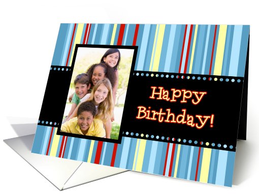 Happy Birthday Photo Card - Colorful Stripes card (835908)