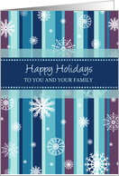 Happy Holidays Employee Christmas Card - Stripes and Snowflakes card