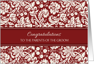 Wedding Congratulations Parents of the Groom - Red Damask card