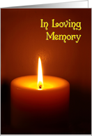 In Loving Memory lit candle remembrance of death card