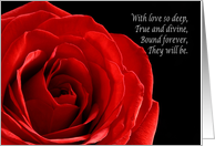 Elegant red rose wedding announcement from parents of the bride card