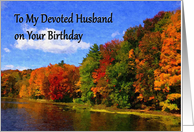 Happy Birthday Husband autumn scene card