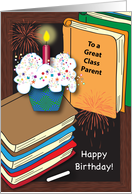 Happy Birthday to Class Parent, books, cupcake card
