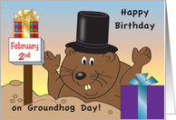 Birthday on Groundhog Day, Feb. 2, presents card