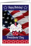 Happy Birthday on Presidents’ Day, flag card
