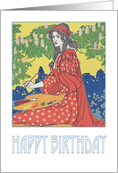 Happy Birthday, art nouveau print card