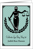 Law Day Personalized May 1st Lady Justice card
