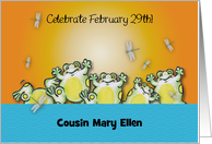 Custom name Leap Year Day, frogs card