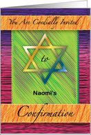 Personalized Invitation to Jewish Confirmation, Star of David card