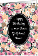 Custom Name Birthday for son’s girlfriend, flowers card