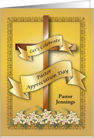 Custom Name Pastor Appreciation Day, cross, banners card