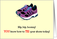 Congrats, Tying Shoes, sneakers card