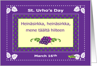 St. Urho’s Day Holiday, Finnish, grapes, grasshopper card