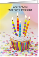 Happy Birthday, at College, Cupcake, Candle card