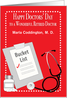 Custom Name Doctors’ Day for Retired Doctor card