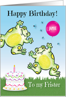 Custom Birthday For Frister Cake Frogs card