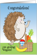 Hedgehog Congratulations Going Vegan Fruit Vegetables card