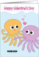 Custom Name Octopus Valentine card