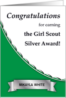 Congratulations Custom Name Girl Scout Silver Award card