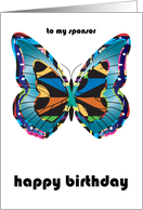 Birthday / to Sponsor, abstract butterfly card