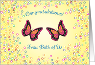 Congratulations from both of us, butterflies card
