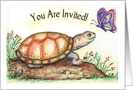 Birthday Party Invitation, Turtle Theme, butterfly card