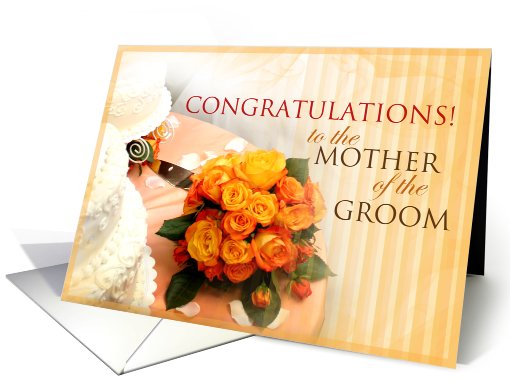 Congratulations to the Mother of the Groom orange roses card (494000)