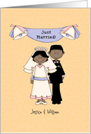 Just married, African-American couple card