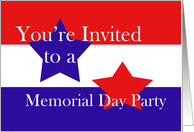 Red, White and Blue, Memorial Day Party card