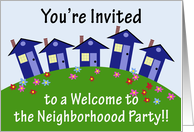 Houses on a Hill, Welcome to the Neighborhood Party Invitation card