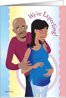 We’re Expecting Announcement African American couple card