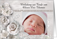 German Baptism invitation with customizable text & photo card
