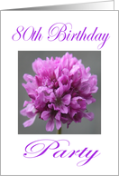 Happy 80 th Birthday Party Invitation Purple Flower card