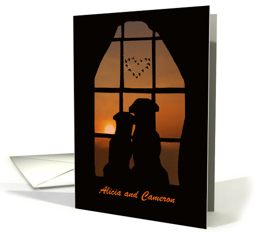 Cute Engagment Announcement with Dogs in Window... (1375766)