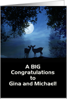 Customizeable Congratulations on your Elopment Cute Deer and Moon card