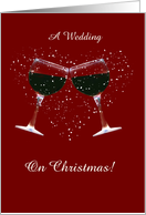 A Wedding Invitation On Christmas Day Customizable Wine Glasses card