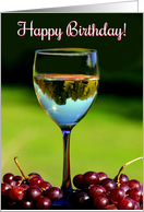 White Wine Chardonnay Happy Birthday Cheers card