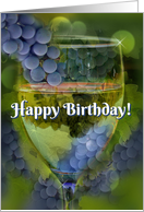 Wine Happy Birthday Wonderful Vintage With Vineyard and Grapes card
