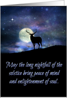 Winter Solstice Elk and Moon, Yule, Long Night of the Solstice Wildlif card