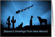Southwestern Season’s Greetings From New Mexico Coyote and Cactus card