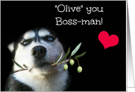 Happy Birthday to Boss, Funny Olive you Boss card