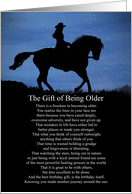 Getting Older Birthday Wise Words Horse and Rider Stars and Night Sky card