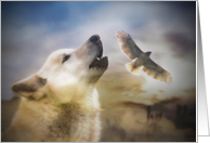 Happy Birthday Wolf and Hawk Native American Southwestern Spirit card