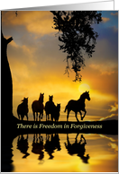 Forgiveness Freedom with Horses and Pond of Water Nature card