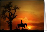 Western Pleasure Horse Sunset Ride Birthday card
