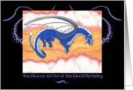Flying Dragon Out of this World Birthday Greeting card